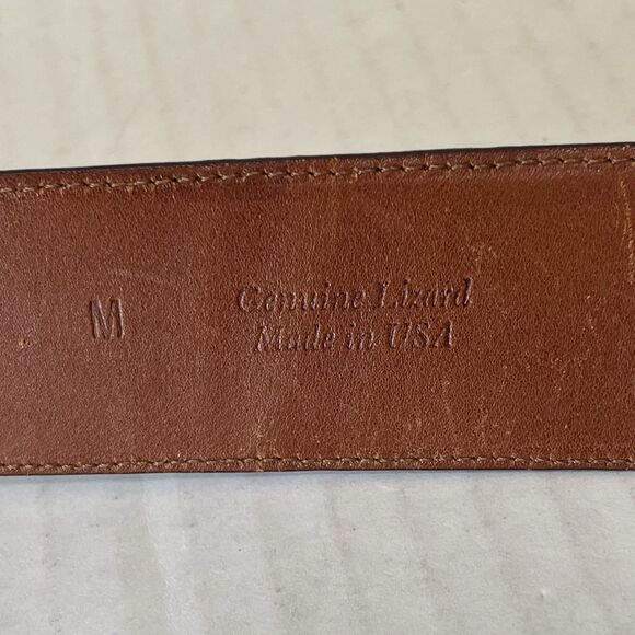 Elizabeth Rand New York Brown Genuine Lizard Belt Strap Sz M No Buckle USA Made main image 10